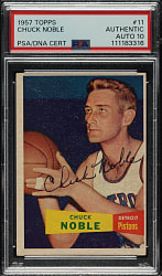 Signed 1957-1958 Topps Basketball #11 Chuck Noble PSA/DNA GEM MINT 10