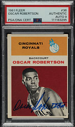 Signed 1961-1962 Fleer Basketball #36 Oscar Robertson Rookie PSA/DNA MINT 9