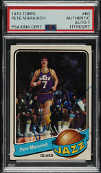 Signed 1979-1980 Topps Basketball #60 Pete Maravich PSA/DNA NM 7