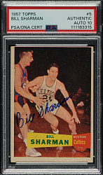 Signed 1957-1958 Topps Basketball #5 Bill Sharman Rookie PSA/DNA GEM MINT 10