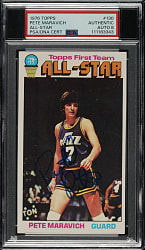 Signed 1976-1977 Topps Basketball #130 Pete Maravich All-Star PSA/DNA NM-MT 8