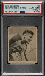 Signed 1948 Bowman Football #61 Alex Wojciechowicz Rookie PSA/DNA NM 7