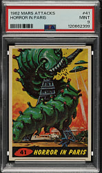 1962 Topps "Mars Attacks" #41 "Horror In Paris" PSA MINT 9 - Highest Graded!