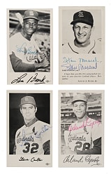 Signed 1950s to 1960s St. Louis Cardinals Team-Issued Postcards/Photocards Collection (32) Including Musial, Minoso, Carlton, and Brock