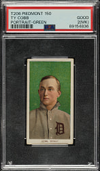 1909-1911 T206 White Border Ty Cobb Portrait Green Background PSA GOOD 2 (MK)