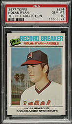 1977 Topps #234 Nolan Ryan Record Breaker PSA GEM MINT 10