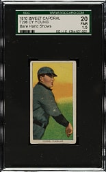 1909-1911 T206 White Border Cy Young Bare Hand Shows SGC FAIR 20
