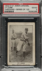 1922 E121 American Caramel (Series of 120) Ty Cobb Throwing PSA GOOD 2