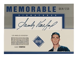 2002 Upper Deck Diamond Connection Memorable Signatures Jersey #J-SK Sandy Koufax #64/150