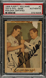 Signed 1959 Fleer Ted Williams #2 "Ted's Idol-Babe Ruth" - PSA/DNA