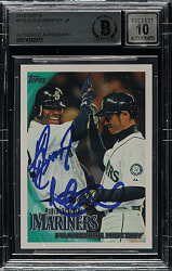 Signed 2010 Topps #515 Ichiro Suzuki/Ken Griffey Jr. Beckett GEM MINT 10
