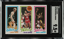 1980-1981 Topps Basketball Larry Bird/Julius Erving/Magic Johnson Rookie SGC MINT+ 9.5