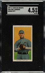 1909-1911 T206 White Border Carl Lundgren Kansas City SGC VG/EX+ 4.5 - Carolina Brights Back