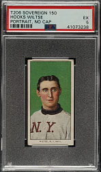 1909-1911 T206 White Border Hooks Wiltse Portrait No Cap PSA EX 5 - Sovereign 150 Back - 1 of 1 - Highest Graded!