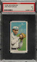 1909-1911 T206 White Border Jim Pastorius PSA EX 5 - Sovereign 150 Back - 1 of 1 - Highest Graded!