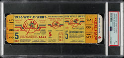1956 New York Yankees (vs. Brooklyn Dodgers) World Series Game 5 Full Ticket PSA NM 7 - Don Larsen's Perfect Game and Mickey Mantle Career World Series Home Run #8 - 1 of 1 - Highest Graded!