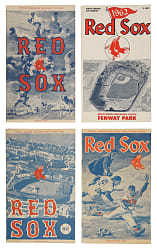 1954 to 1962 Boston Red Sox Program Collection (9) Including Mickey Mantle, Ted Williams, and Yogi Berra in Lineup