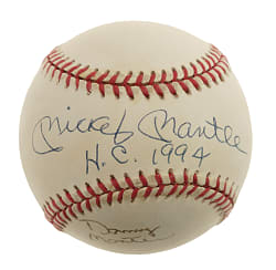 Mickey Mantle and Danny Mantle Dual-Signed Baseball with "H.C. 1994" Inscription - JSA