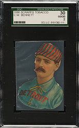 1888 H. D. Smith & Company Baseball Gum Card Die-Cuts C. W. Bennett SGC GOOD 30