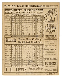 1904 Boston Nationals (vs. New York Giants) Scorecard with Christy Mathewson