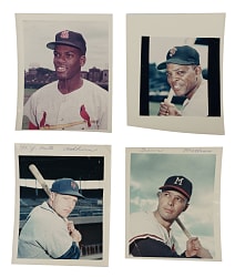 1963 Post Cereal/Jell-O National League Original Hand-Cut Production Photograph Collection (60) with 11 Hall of Famers Including Willie Mays