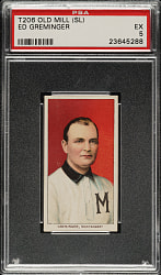 1909-1911 T206 White Border Ed Greminger Southern Leaguer PSA EX 5 - Old Mill Back