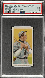 1909-1911 T206 White Border Joe Tinker Bat On Shoulder PSA EX 5
