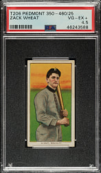 1909-1911 T206 White Border Zack Wheat Rookie PSA VG-EX+ 4.5