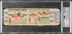 1951 New York Yankees (vs. New York Giants) World Series Game 6 Full Ticket PSA VG-EX 4 - Mickey Mantle's First Championship and Joe DiMaggio's Final Career Game