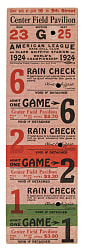 1924 Washington Senators World Series Uncut Ticket Sheet - Games 1, 2, and 6