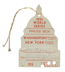 1933 World Series Press Pass