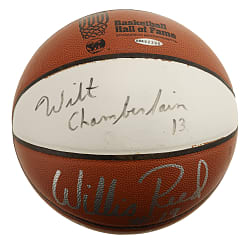 Hall of Fame Multi-Signed Basketball with Mikan, Russell, Jabbar, and Chamberlain - JSA