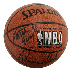 New York Knicks Hall of Famer and Stars Multi-Signed Basketball with Patrick Ewing, Willis Reed, and Walt Frazier