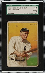 1912 T227 "Series of Champions" Ty Cobb (Honest Long Cut) SGC POOR 10