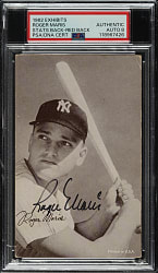 Signed 1962 Statistic Back Exhibits Roger Maris Red Back PSA/DNA NM-MT 8