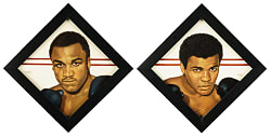 Muhammad Ali and Joe Frazier Original Painting Pair by Arthur K. Miller