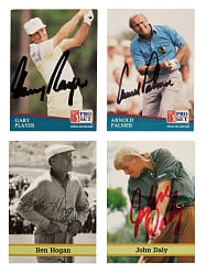 1981 to 1993 Pro Set, Donruss, and Fax-Pax Golf Hall of Fame and Stars Signed-Card Collection (34) Including Daly, Hogan, Sarazen, and Palmer