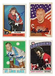 1959 to 1989 Topps and O-Pee-Chee Hockey Signed-Card Collection (44) Including Alex Delvecchio, Bobby Clarke, and Glenn Hall