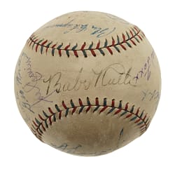 Circa 1930 Hall of Fame and Stars Multi-Signed Baseball with Babe Ruth, Lou Gehrig, Walter Johnson, and Jimmie Foxx - JSA