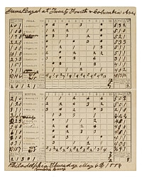 1886 Philadelphia Phillies (vs.  Boston Beaneaters) Scorecard with Hoss Radbourn in the Lineup!