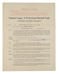 1922 Arthur Fletcher Philadelphia Phillies Player Contract