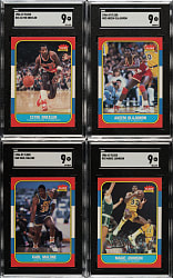 High-Grade 1986-1987 Fleer Basketball Near-Complete Set (131/132) Plus Complete Sticker Set (11)