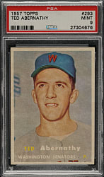 1957 Topps #293 Ted Abernathy PSA MINT 9 - Highest Graded!