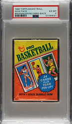 1980-1981 Topps Basketball Unopened Wax Pack PSA EX-MT 6 - Julius Erving/Bridgeman/Sobers on Back