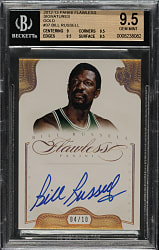 2012-2013 Panini Flawless Signatures Basketball #37 Bill Russell Gold #4/10 BGS GEM MINT 9.5 with GEM MINT 10 Signature