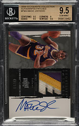 2009-2010 Upper Deck Exquisite Collection Autographs Patches Basketball #P-MA Magic Johnson #48/50 BGS GEM MINT 9.5 with GEM MINT 10 Signature