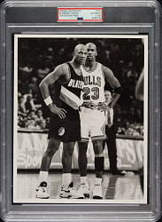 Circa 1992 Michael Jordan and Terry Porter Original Betsy P. Rowe Chicago Sun Times Photograph PSA/DNA Type I