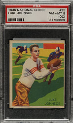 1935 R331 National Chicle Football #35 Luke Johnsos High Number PSA NM-MT 8 (OC)