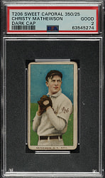 1909-1911 T206 White Border Christy Mathewson Dark Cap PSA GOOD 2