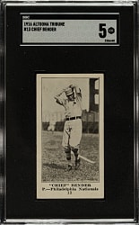 Extremely Rare 1916 M101-4 Altoona Tribune #13 Chief Bender SGC EX 5 - The Only Graded Example!